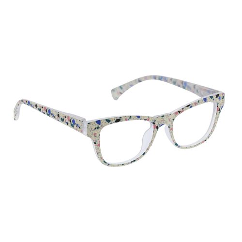 Peepers by PeeperSpecs Women's Cat Eye Blue Light Blocking Reading Glasses, Cream Terrazzo, 49 + 0
