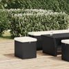 YAFF Ottoman with Cushion Black 15.7"x11.8"x15.7" Poly Rattan