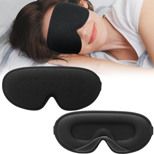 TOOINKCV 3D Sleep Eye Mask for Sleeping, 100% Blackout Eye Sleep Mask for Women Mens, Silk Sleeping Mask for Side Sleepers, Deep Contoured Blindfold with Adjustable Strap