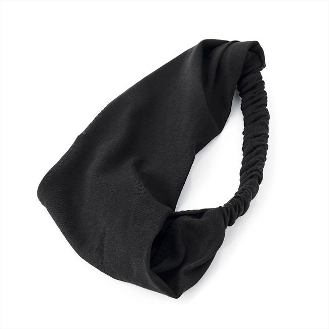 Plain Black Soft Jersey Cotton Fabric Headwrap Hair Band