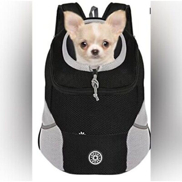 Backpack Pet Carrier Padded Zip Opening Drawstring Close Padded 3 Straps