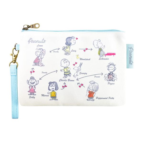 Snoopy Snoopy Snoopy 0299 Flat Pouch, Makeup Pouch, Cosmetic Pouch, Travel Pouch, Flat Pouch, Makeup Pouch, Square, Charlie Brown, Zipper, Simple, Ivory (SPZ-2845), SPZ-2845