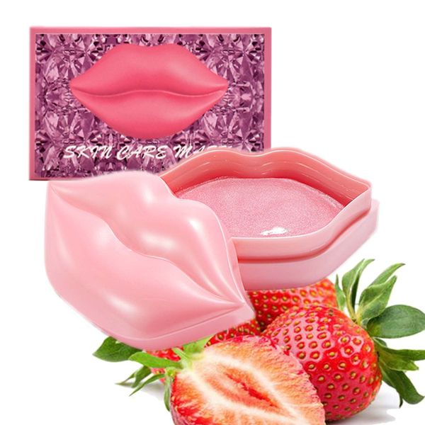 20Pcs Strawberry Lip Masks in Case,Nourishing Lip Balm,Lip Plumping Serum for Dry Lips,Collagen Lip Sleep Masks Anti-Wrinkle Anti-Aging Hydrating Lip Care Pad Plump Your Lips Enhancement Skin Care