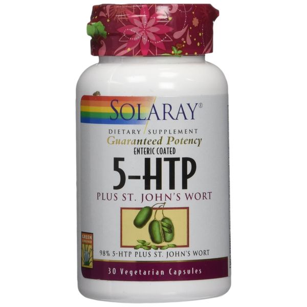 Solaray 5-HTP Plus St John's Wort - 30 Enteric-Coated Capsules - 100 mg - 30 Servings