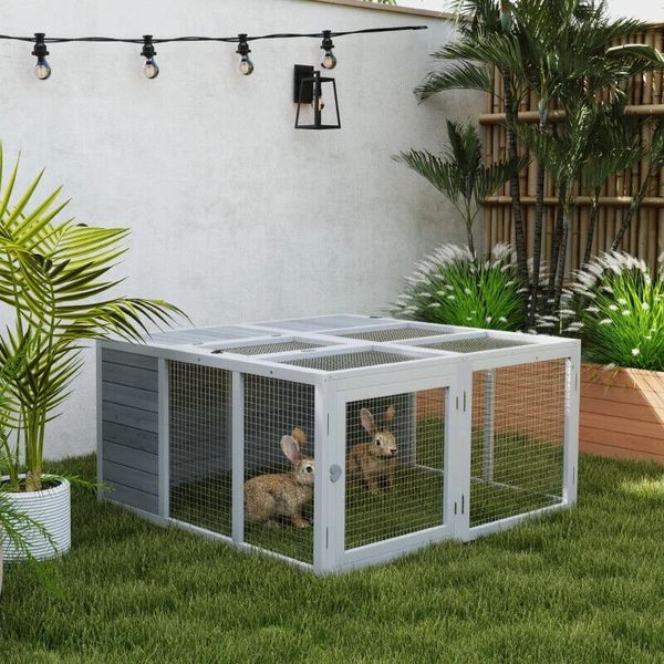 Rabbit Hutch Small Animal Pet Enclosure Cage Unit Guinea Pig House Openable Roof