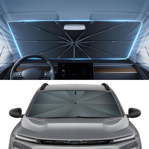 Autorder Windshield Sun Shade Umbrella for 2019-2024 Kia Forte Accessories,Upgraded Ice Crystal Material,Easy Setup Umbrella Sunshade for Car Windshield,100% Sun Blocking