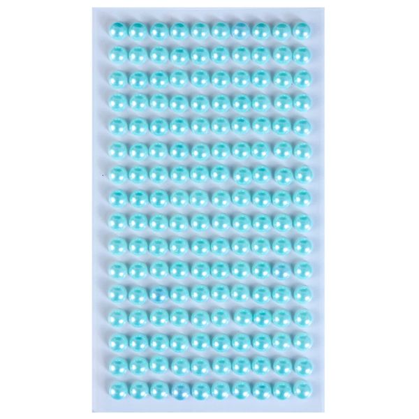 107 Rhinestone Sticker (Deco Sticker), Pearl Type, 0.2 inch (6 mm), Light Blue, 1 Sheet, Glitter Plump Round