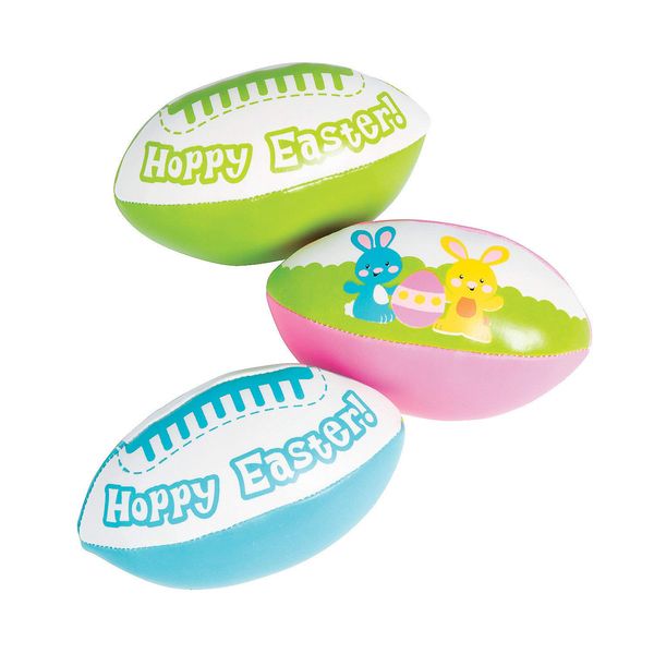 Fun Express - Vinyl Hoppy Easter Foam Footballs for Easter - Toys - Balls - Kick Balls - Easter - 12 Pieces