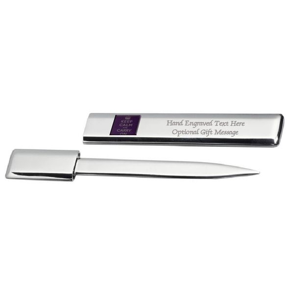 Engraved Post Letter Opener Purple Violet Carry On