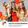 Dilunave Colorful Feather Headband Fascinator Headbands Cosplay Hair Bands Carnival Party Headdress Rainbow Headband Feather Headdress CostumeEaster Day, Wedding, Halloween Party (Bright Color), M