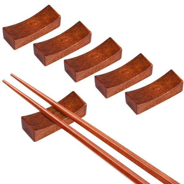 Annhua Wooden Chopsticks Rest, Set of 5, Japanese Style "Pillow-Shaped Concave" Chopsticks Stand, Cute, Natural Wood, Stylish, High-grade, Chopsticks Pillow, Cafe, Restaurant, Ryokan, Hashiroki Set,