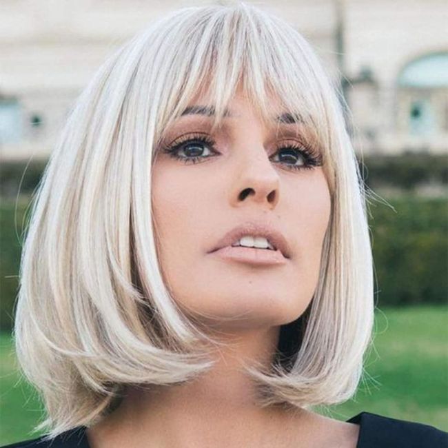 Kurze Bob-Perücke, Weiß-Beige, Flauschige Perücken Für Kurzes Haar Und Lockiges Haar Für Frauen, Natürliches Haar Für Den Täglichen Gebrauch, Geeignet Für Frauen Und Mädchen