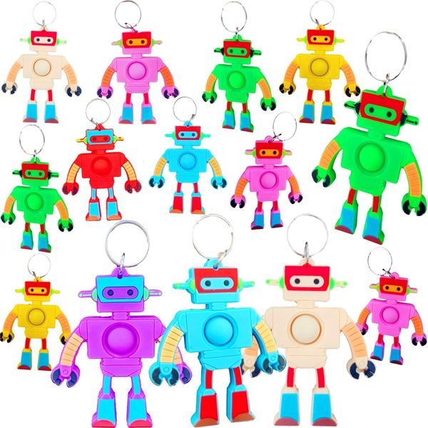 24 Packs Mini Backpack Pop Fidget Bubble Toys, Bulk Robot Classroom Students Prizes Birthday Party Favors Gifts