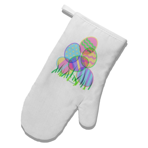 TooLoud Gel Look Easter Eggs White Printed Fabric Oven Mitt
