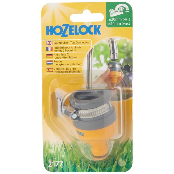 HOZELOCK - Indoor Tap Connector Round ø 20mm -24mm : For Modern Threadless Kitchen Taps, Adjustable Stainless Steel Collar, Easy and Tight Connection, Loose [2177P9000]