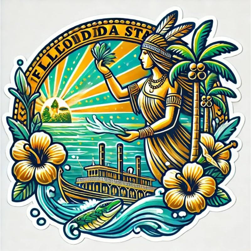Florida State Seal Sticker for Car, Laptop, Water Bottle, and Bumper ...