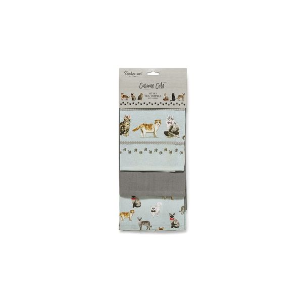 Cooksmart Curious Cats Set of 3 Tea Towels