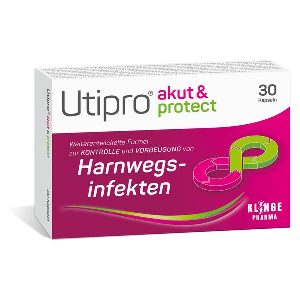 Utipro Akut & Protect, 3-Fach Stark Bei Akuter Und Wiederkehrender Blasenentzündung, Akut Und Vorbeugend, Unterstützend Bei Antibiotika-Therapie, Reduziert Die Bakterien In Blase Und Darm, 30 Stück