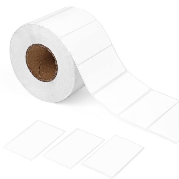 Sticky Labels Roll, 1000 Self Adhesive Labels White Sticky Labels Blank Label Stickers for Office, Kitchen, Supermarket and Laboratory Fridge Jam Spice Jar