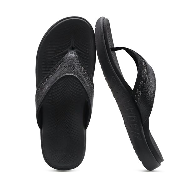 KuaiLu Flip Flops Men Sport Thong Sandals with Comfort Plantar Fasciitis Arch Support Beach Pool Slides for Men Soft Yoga Mat Cushion Size 6.5 Black