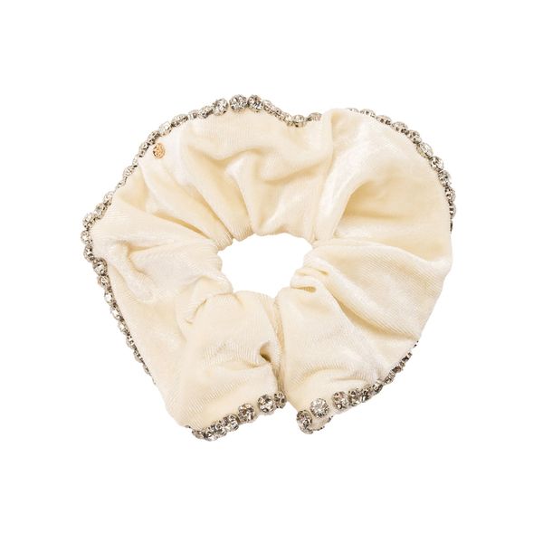 Violet and Brooks Embellished Scrunchie - Cream
