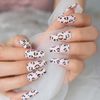 Pink Leopard Matte Press On Nails - Medium-Long - Glue On False Set - 24 Pcs Kit