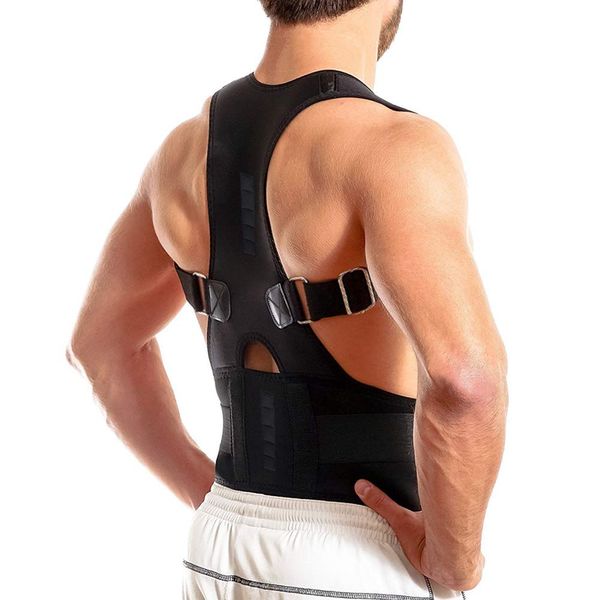 Thoracic Back Brace Posture Corrector- Magnetic Lumbar Back Support Belt-Back Pain Relief, Improve Thoracic Kyphosis, for Lower and Upper Back Pain Men & Women (Black, X-Large)