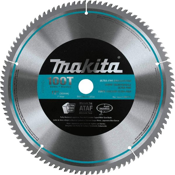 MAKITA 12" X 1" 100T MICRO POLISHED MITER SAW BLADE, A-93734 , Silver