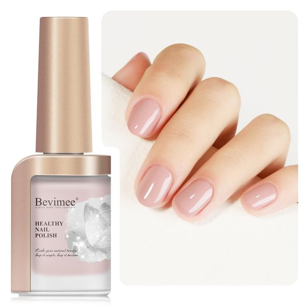 Bevimee Nude Nail Polish Quick Dry, Natural Sheer Color Nail Lacquer, Long Lasting & Fast Drying, Nail Pigment Oil-Based for Nail Art, Fingernail Concealer Polish, 1PC 12ML for French Manicure