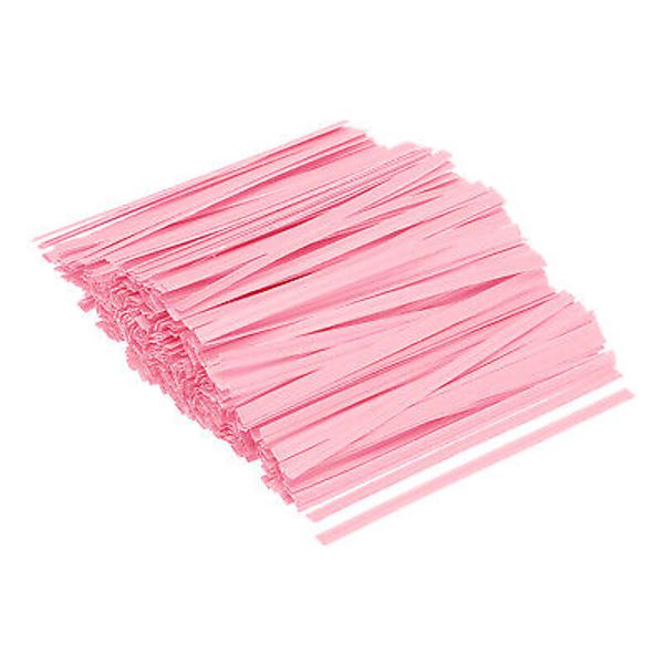 500pcs Twist Ties 3.5" Paper Closure Tie for Party Bags Candy Crafts Pink