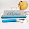 Ceramic Butter Dish Set with Lid, Blue Serving Tray and Spreader Knife