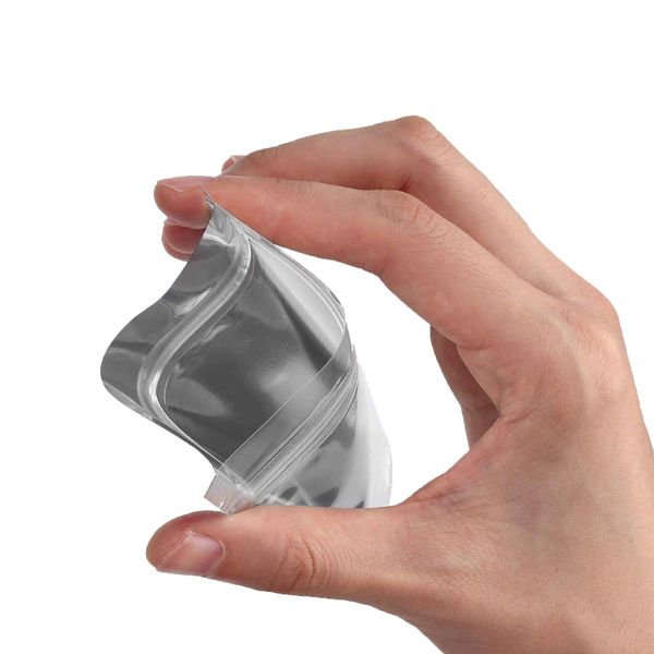 100 Pcs Aluminum Vapor Deposition Bags with Zipper Plastic Bags Small Mini Cute Light Shielding Transparent Zipper Sorter Bags Moisture Proof Snacks Grain Confectionery Coffee Beans Aluminum Vacuum