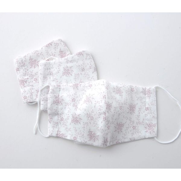 Wataka Kaori (Made in Japan) 3D Gauze Cloth Mask, Washable, Hygienic Gauze Mask, Mini Flower, Lavender 3 Pieces