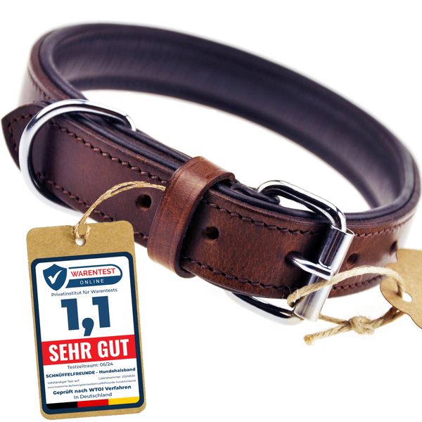 Schnüffelfreunde Leather Dog Collar (L - 36-45cm, Brown)