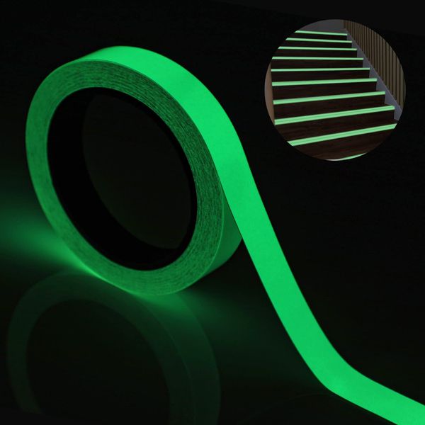 Reastar Fluoreszierendes Klebeband, Leuchtklebeband Wasserdicht, Leuchtendes Klebeband, Glow in the Dark Tape, Nachleuchtend Markierungsband - für Treppen Bühnenbedarf Luminous Tape (10m×20mm)