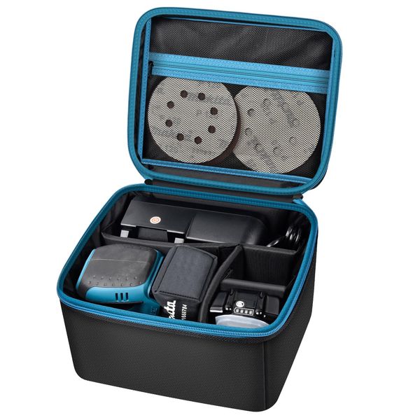 Dedicated Storage Case, Compatible for Makita for Makita Rechargeable Random Orbit Sander BO180DZ, BO180DRF, BO140DRF, BO140DZ, Compatible with 18 V/14.4 V Battery, Charger, Replacement Blade and