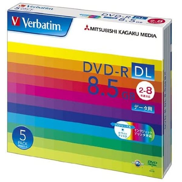 三菱化学 Media Verbatim DVD + R DL 8.5 GB 1 Times Record For 2 – 8 X Speed 5 mm Case Pack of 5 Wide Printing, White Label dhr85hp5 V1