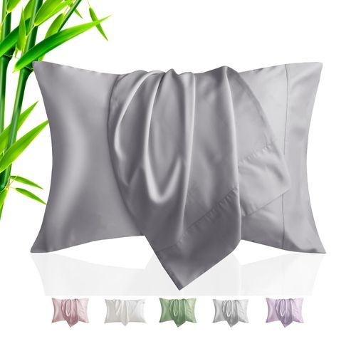 TELUS Pillow Cases Queen Size 2 Pack, Bamboo Rayon & Lyocell Pillowcase with Envelope Closure, Cooling Breathable Pillow Cover for Hot Sleeper & Night Sweats, 20x30 inch, Deep Grey