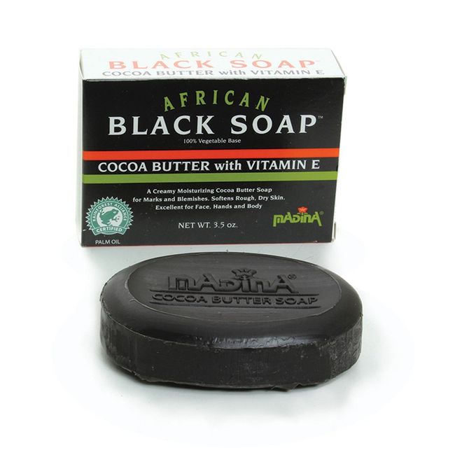 Pure African Black Soap Bar Natural with Cacoa Homemade 3.5 Oz