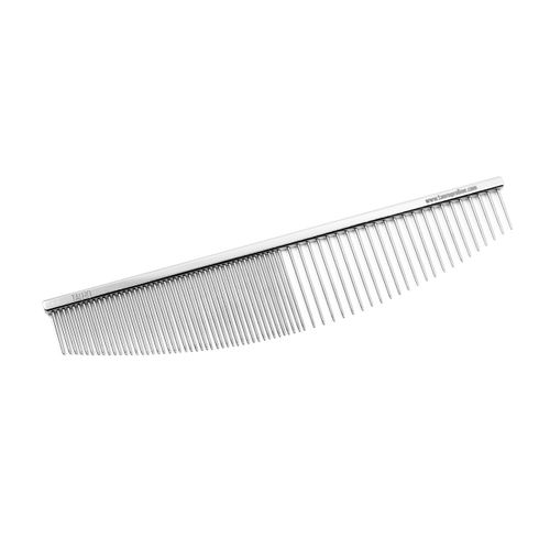 Tauro Pro Line Cat Carding Comb – 6.5", Double Teeth Chromed Iron Cat & Dog Butter Comb with Rounded Ends, Ideal for Combing Knots & Fine Grooming, M