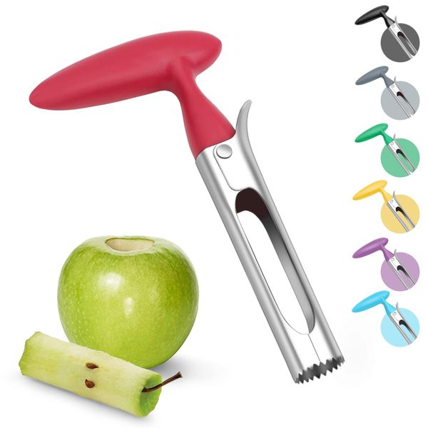 Asdirne Apple Corer, Apple Corer Remover with ABS Handle, Serrated Stainless Steel Blade, 17.5cm, Red