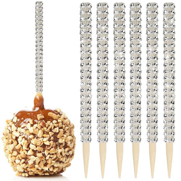 32 PCS Bling Candy Apple Bamboo Sticks, Caramel Apple Wooden Pointed Skewers ...