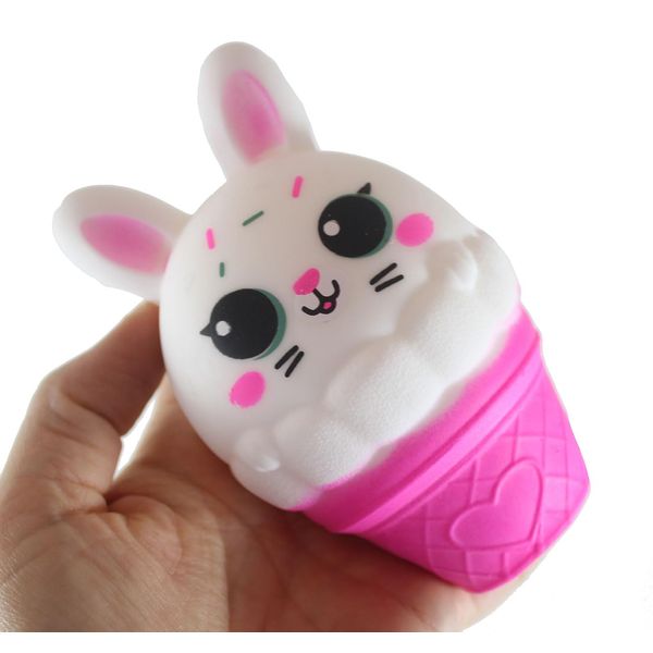 1 Bunny Ice Cream Cone - Soft Creamy Doh Filled Squeeze Stress Balls - Sensory Easter Toy (Random Color)