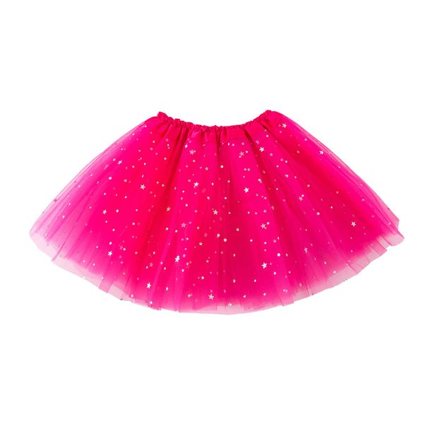 Jastore® Girls Layered Stars Sequins Tutu Skirt Princess Ballet Dance Dress (Rose)