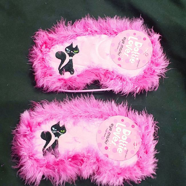 Dottie Loves Girl’s Party 2-Pack Cat Sleepover Pink Fuzzy Eye Masks