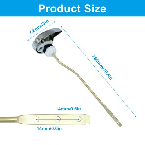 Zorveiio Toilet Handle Replacement Kit, Universal Toilet Flush Lever Tank Handle Side Mount, Trip Lever for Most Toilets, Homeowners, 1-Pack