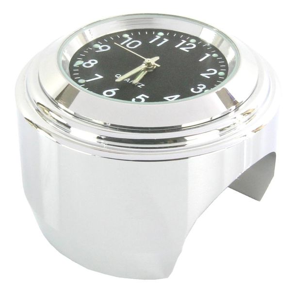 Universal Motorcycle Analog Watch Handle Mount Bar Mount Silver Analog Clock Watch Plated Body