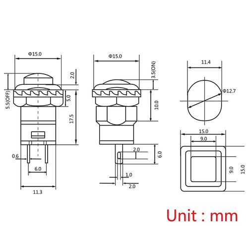 GTIWUNG 24 Pcs Round Button Switches Push Button Switches Alternate SPST ON/OFF Locking Push Button Switches (12mm Inner Diameter) (Red, Green, Yellow, Blue, Black, White)