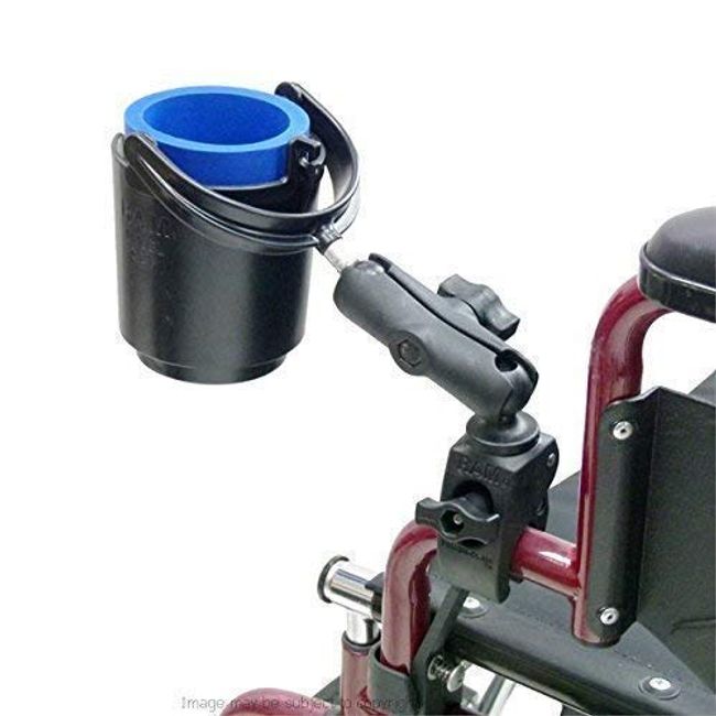 BUYBITS Wheelchair Rail and Tube Mount with Self Leveling Drink Cup Holder