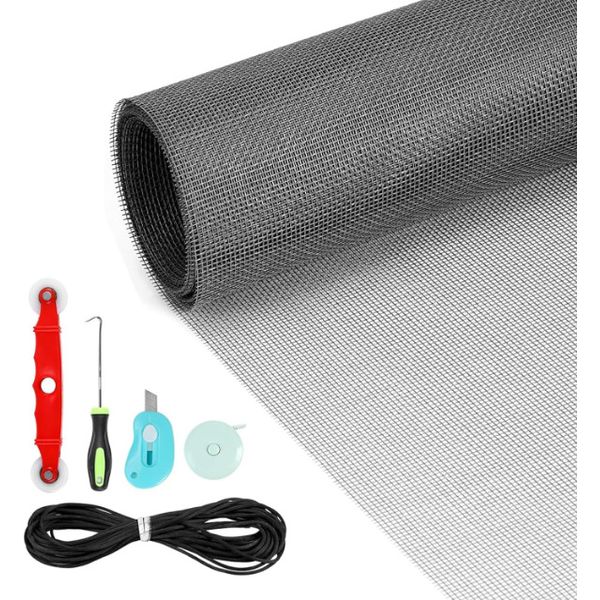 Window Screens Replacement Repair Kit, 48"x177" Screen Door Mesh Replacement Kit